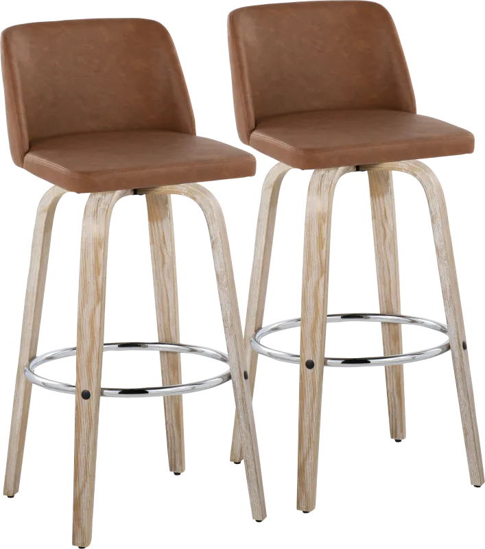 Wymering XIII Camel Swivel Barstool, Set of 2