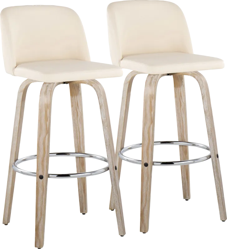Wymering XIII Cream Swivel Barstool, Set of 2