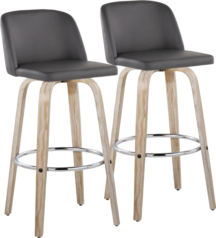 Wymering XIII Gray Swivel Barstool, Set of 2