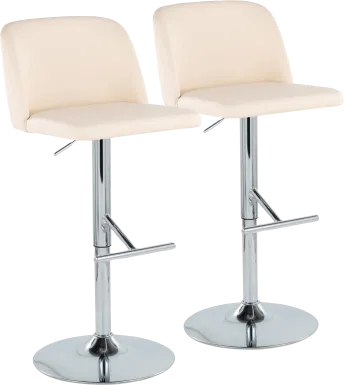 Wymering XV Cream Adjustable Swivel Barstool, Set of 2