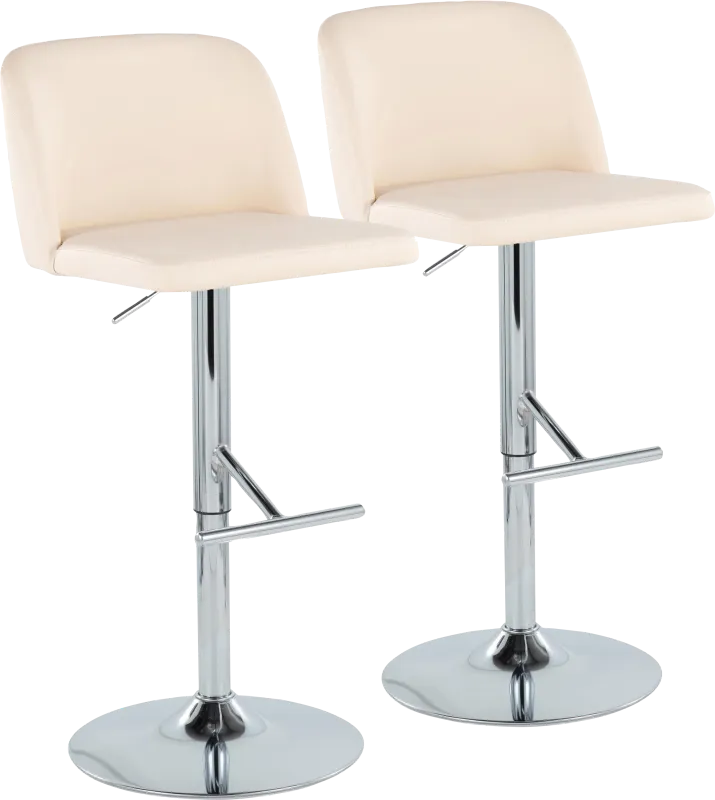 Wymering XV Cream Adjustable Swivel Barstool, Set of 2