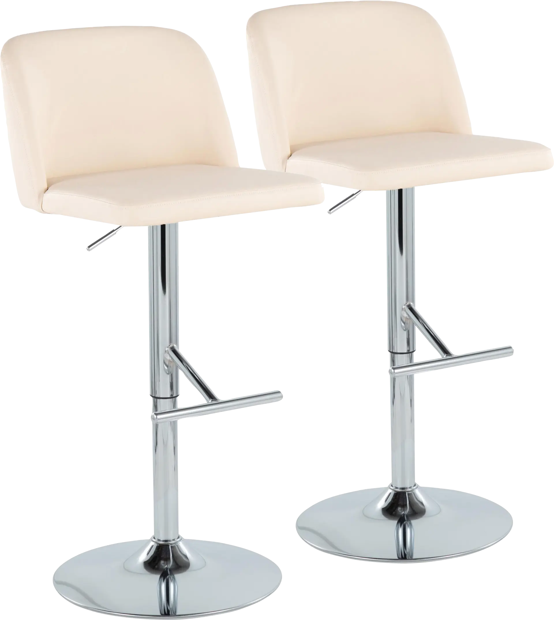 Wymering XV Cream Adjustable Swivel Barstool, Set of 2