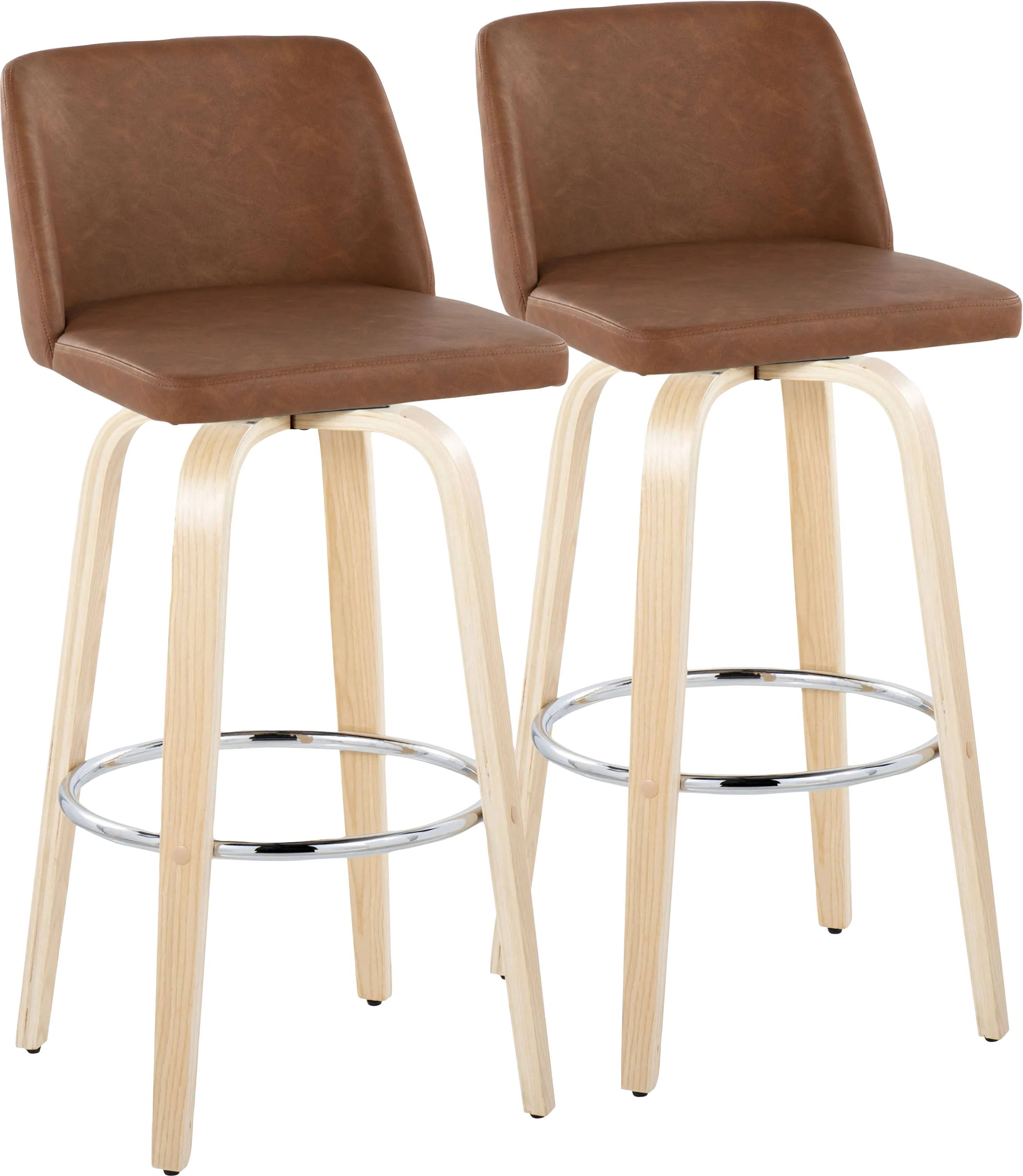 Wymering XVI Camel Swivel Barstool, Set of 2