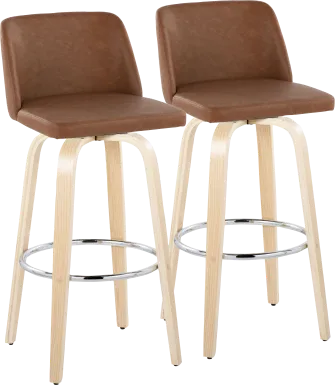 Wymering XVI Camel Swivel Barstool, Set of 2