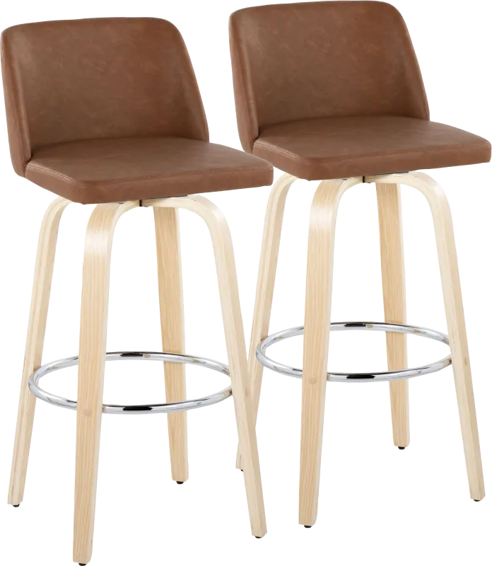 Wymering XVI Camel Swivel Barstool, Set of 2