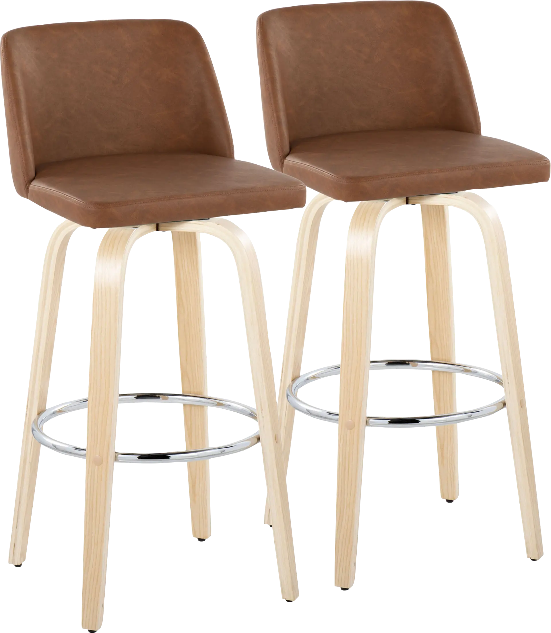 Wymering XVI Camel Swivel Barstool, Set of 2