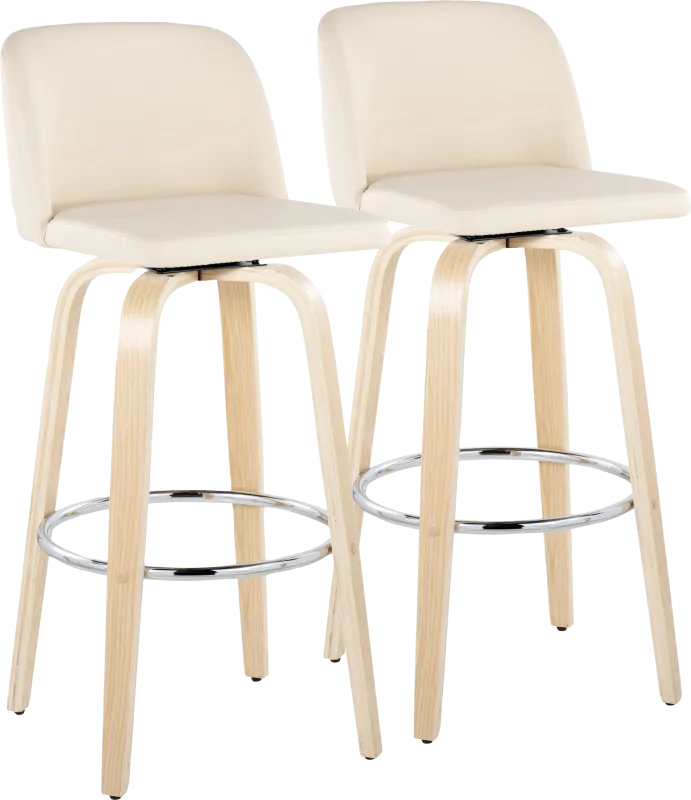 Wymering XVI Cream Swivel Barstool, Set of 2