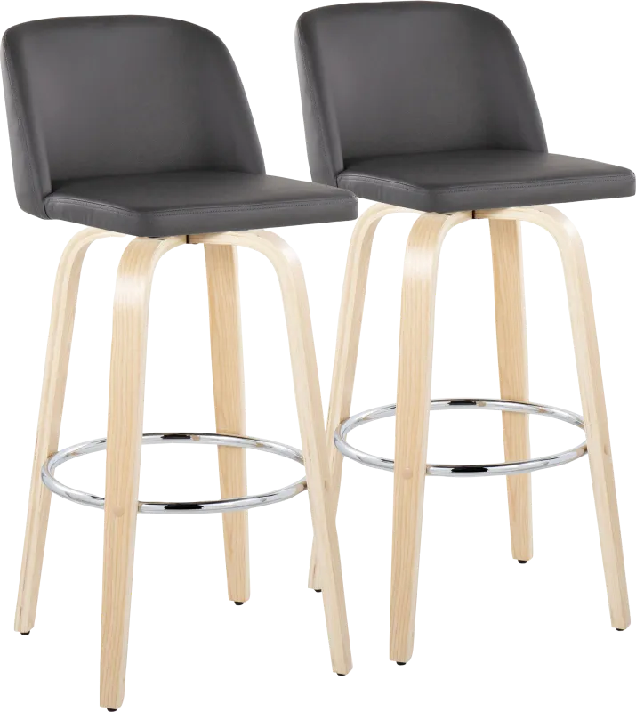 Wymering XVI Gray Swivel Barstool, Set of 2