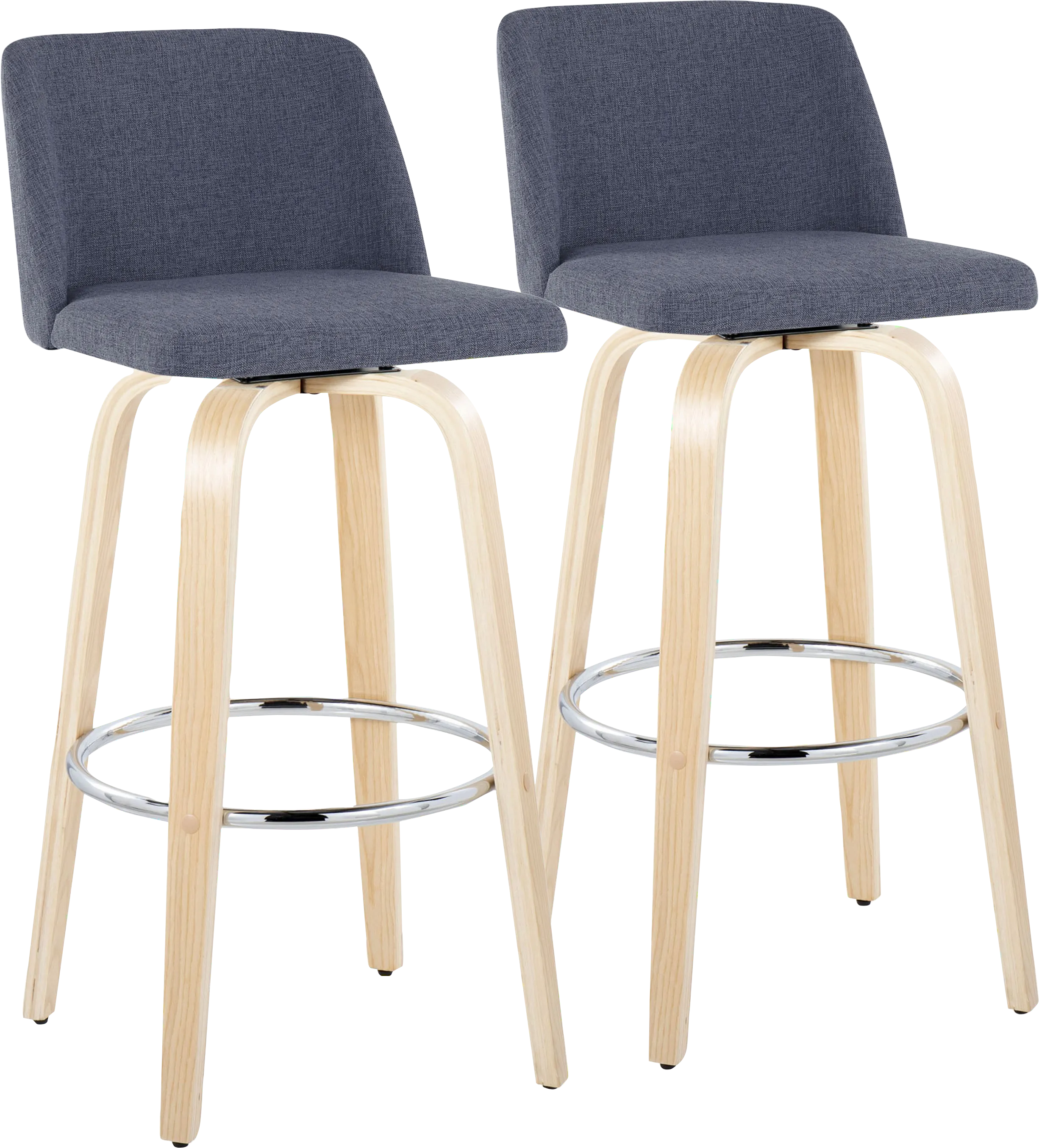 Wymering XVII Blue Swivel Barstool, Set of 2