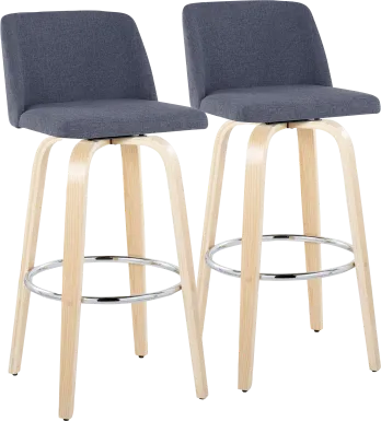 Wymering XVII Blue Swivel Barstool, Set of 2