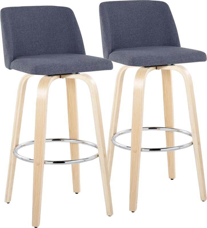 Wymering XVII Blue Swivel Barstool, Set of 2