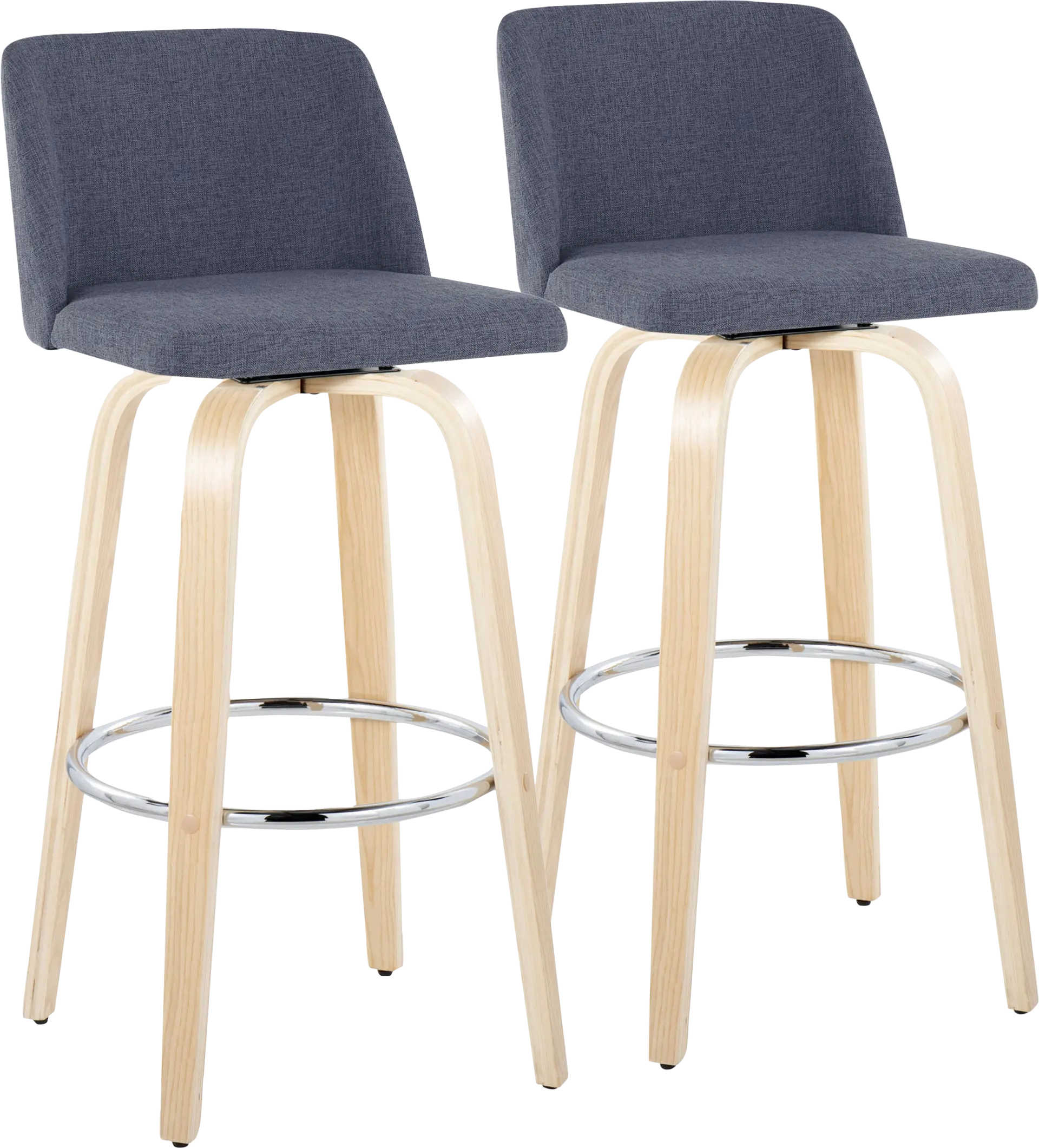 Wymering XVII Blue Swivel Barstool, Set of 2