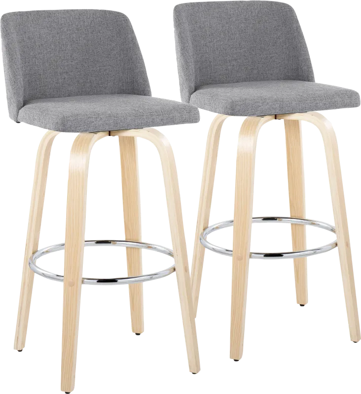 Wymering XVII Gray Swivel Barstool, Set of 2