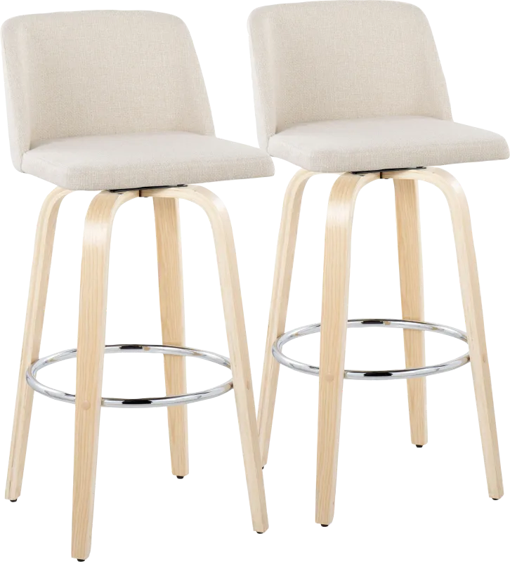 Wymering XVII Cream Swivel Barstool, Set of 2