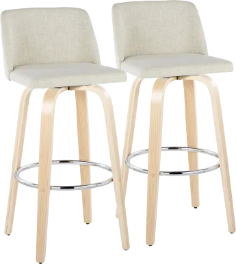 Wymering XVII Cream Swivel Barstool, Set of 2