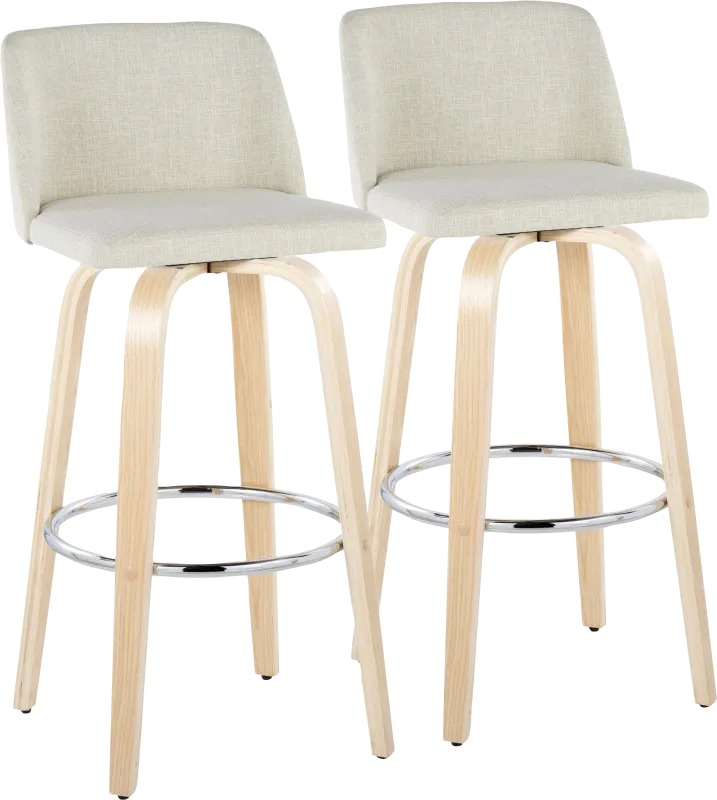 Wymering XVII Cream Swivel Barstool, Set of 2