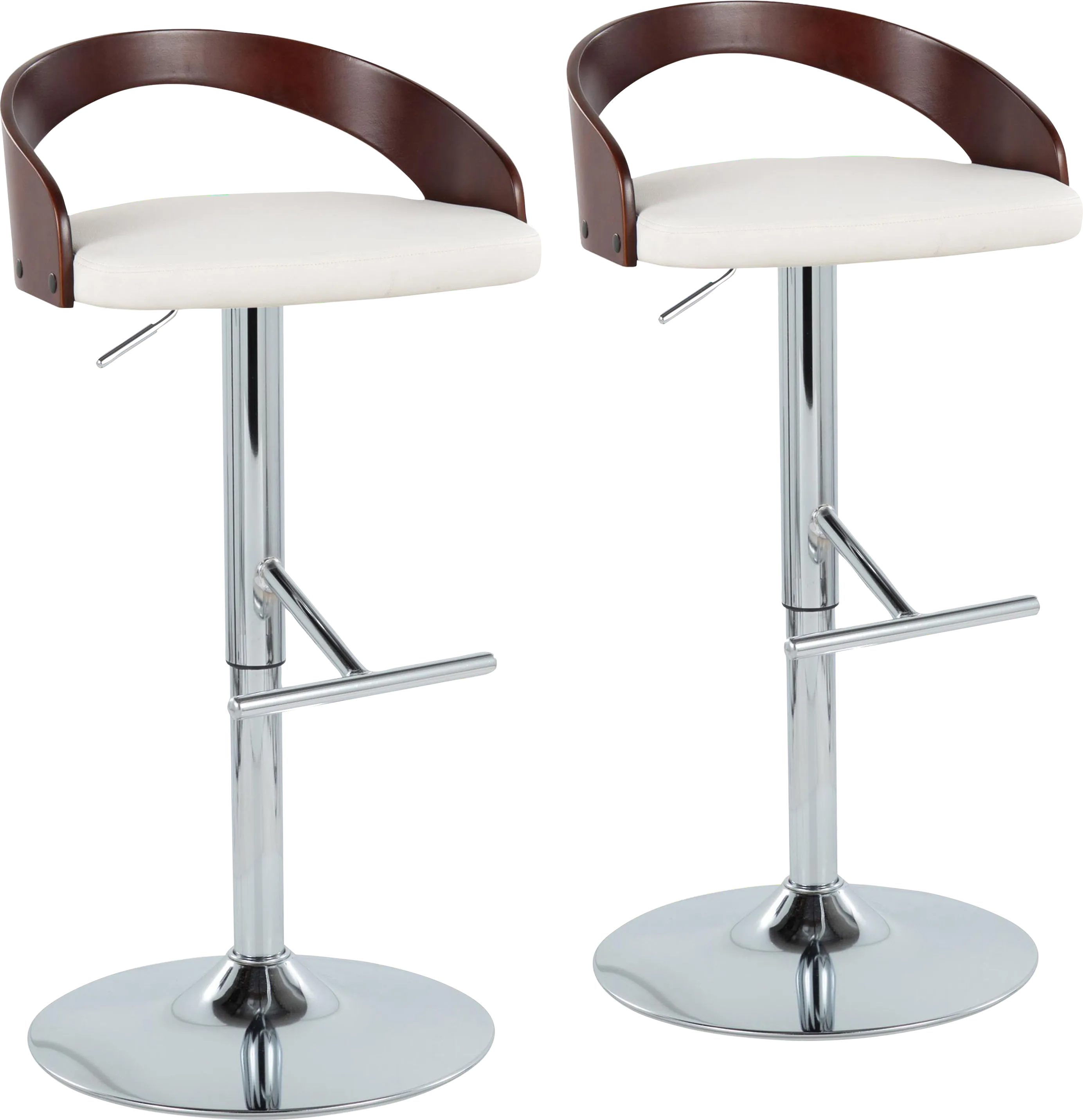Wrayhall I White Adjustable Swivel Barstool, Set of 2 - Thumbnail - Image 1