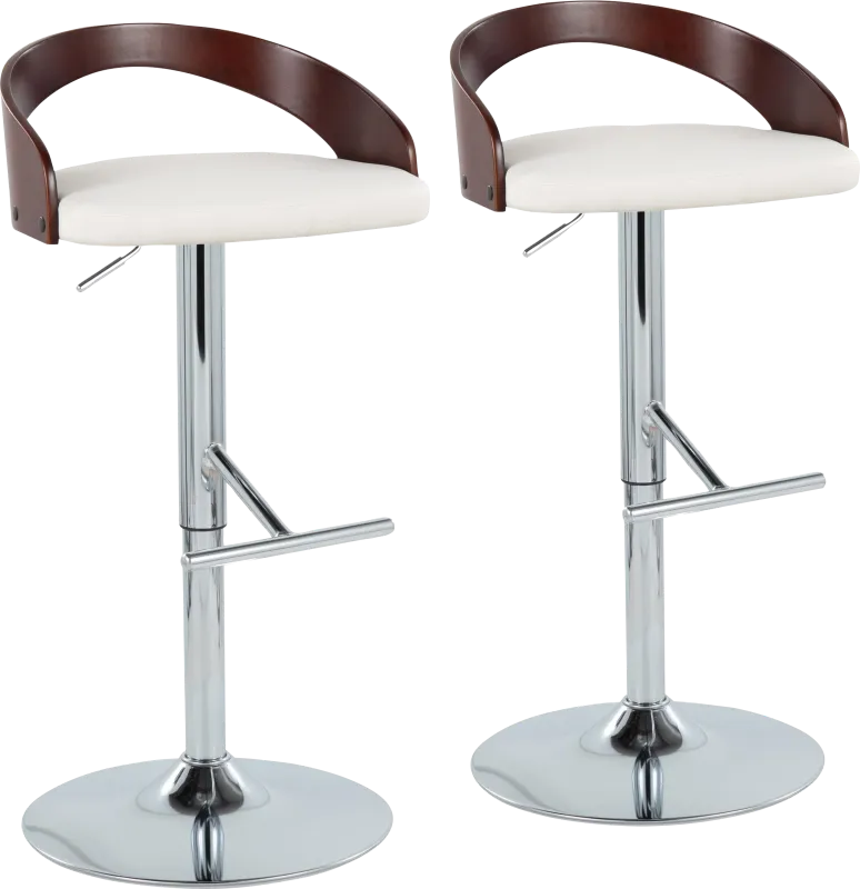 Wrayhall I White Adjustable Swivel Barstool, Set of 2