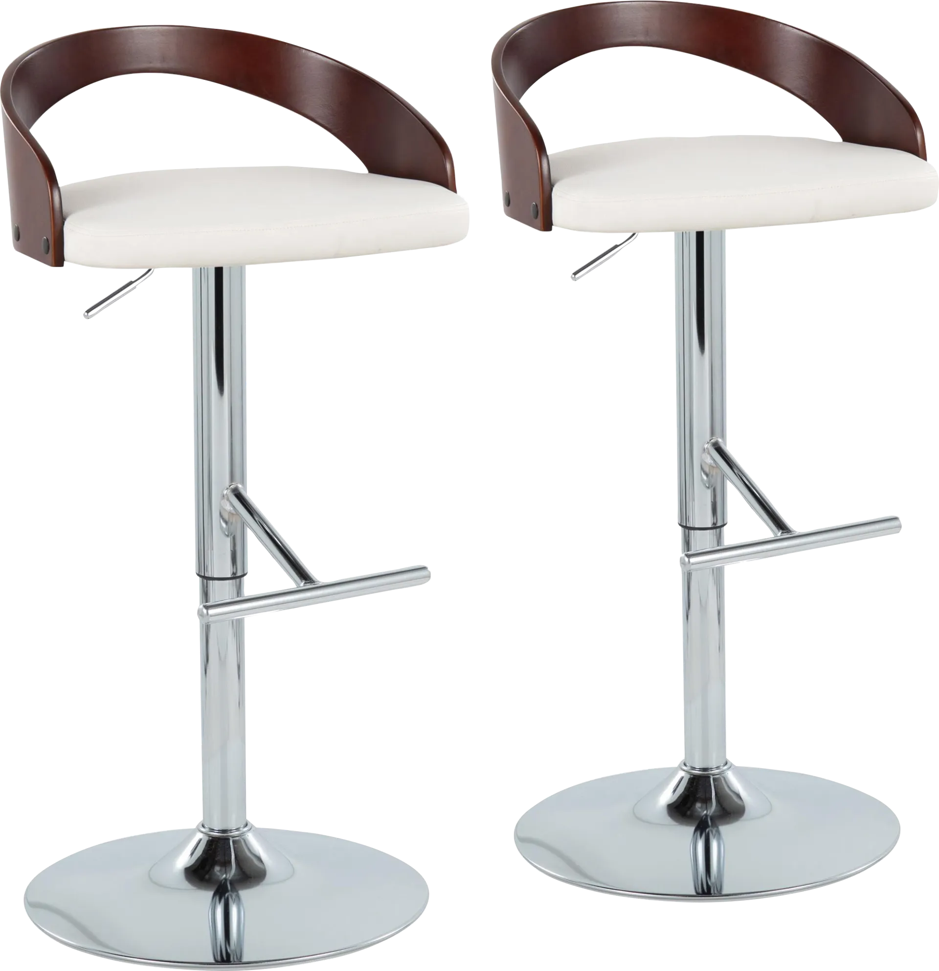 Wrayhall I White Adjustable Swivel Barstool, Set of 2 - Image 1