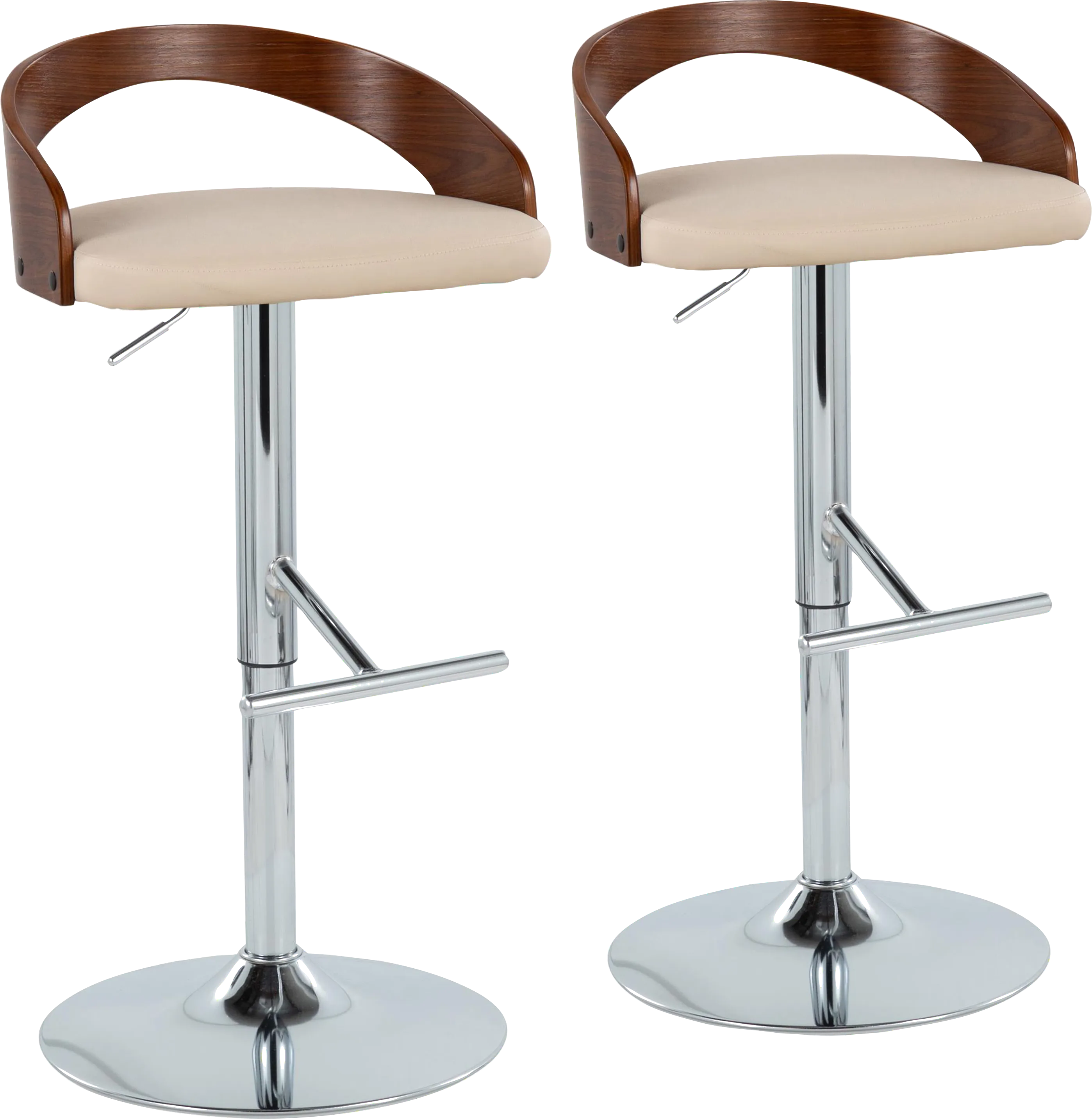 Wrayhall I Cream Adjustable Swivel Barstool, Set of 2 - Thumbnail - Image 1