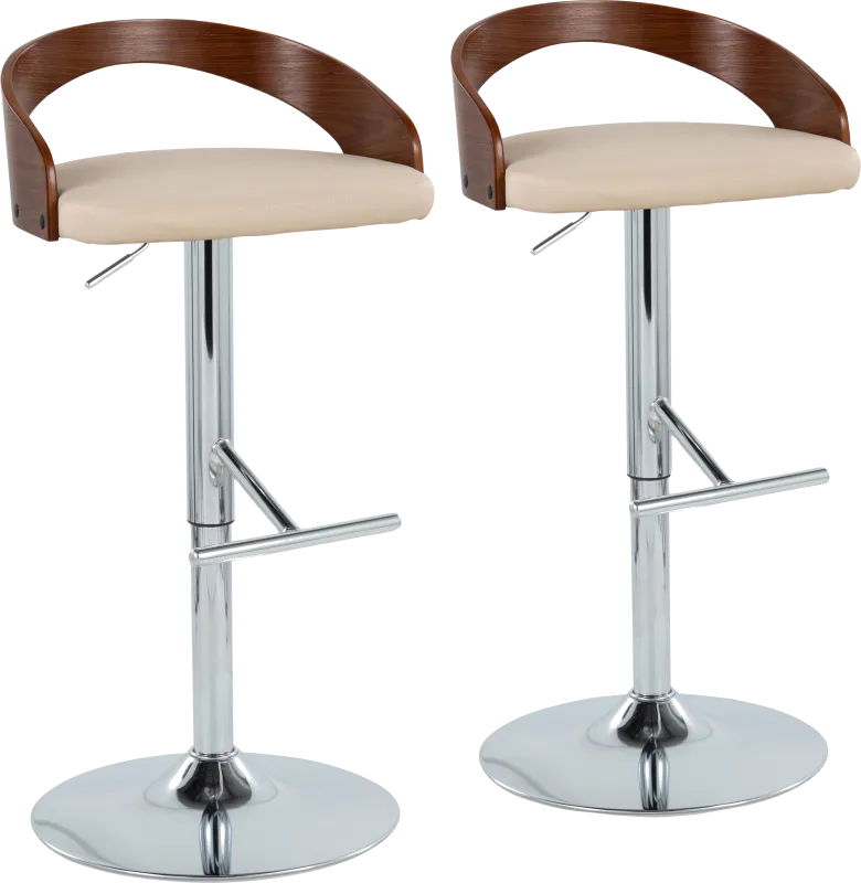 Wrayhall I Cream Adjustable Swivel Barstool, Set of 2