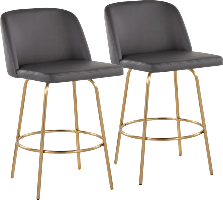 Wymering II Gray Swivel Counter Height Stool, Set of 2