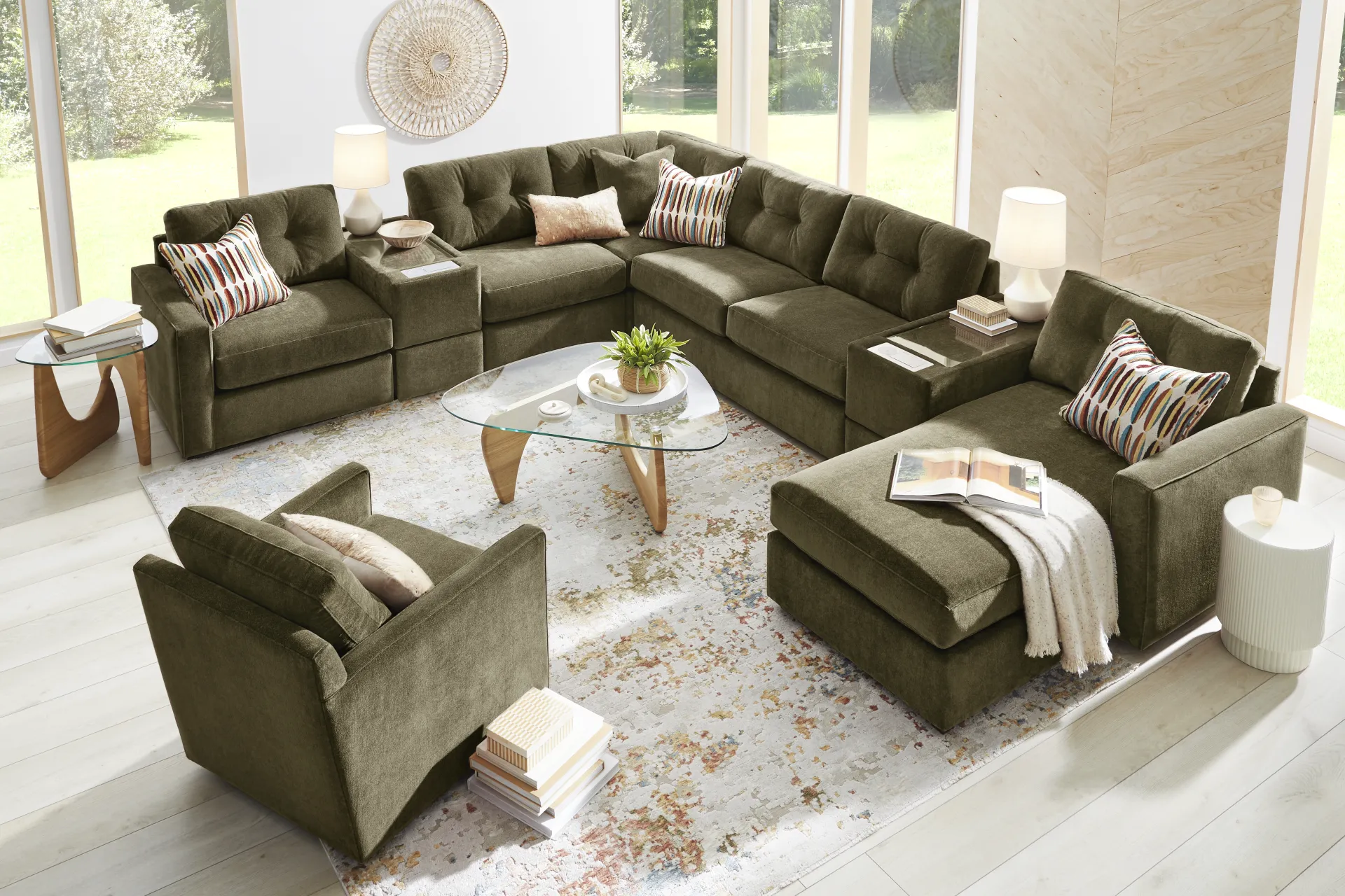 Moss 7 Pc ModularOne Gel Foam Sleeper with Media Consoles - Image 1
