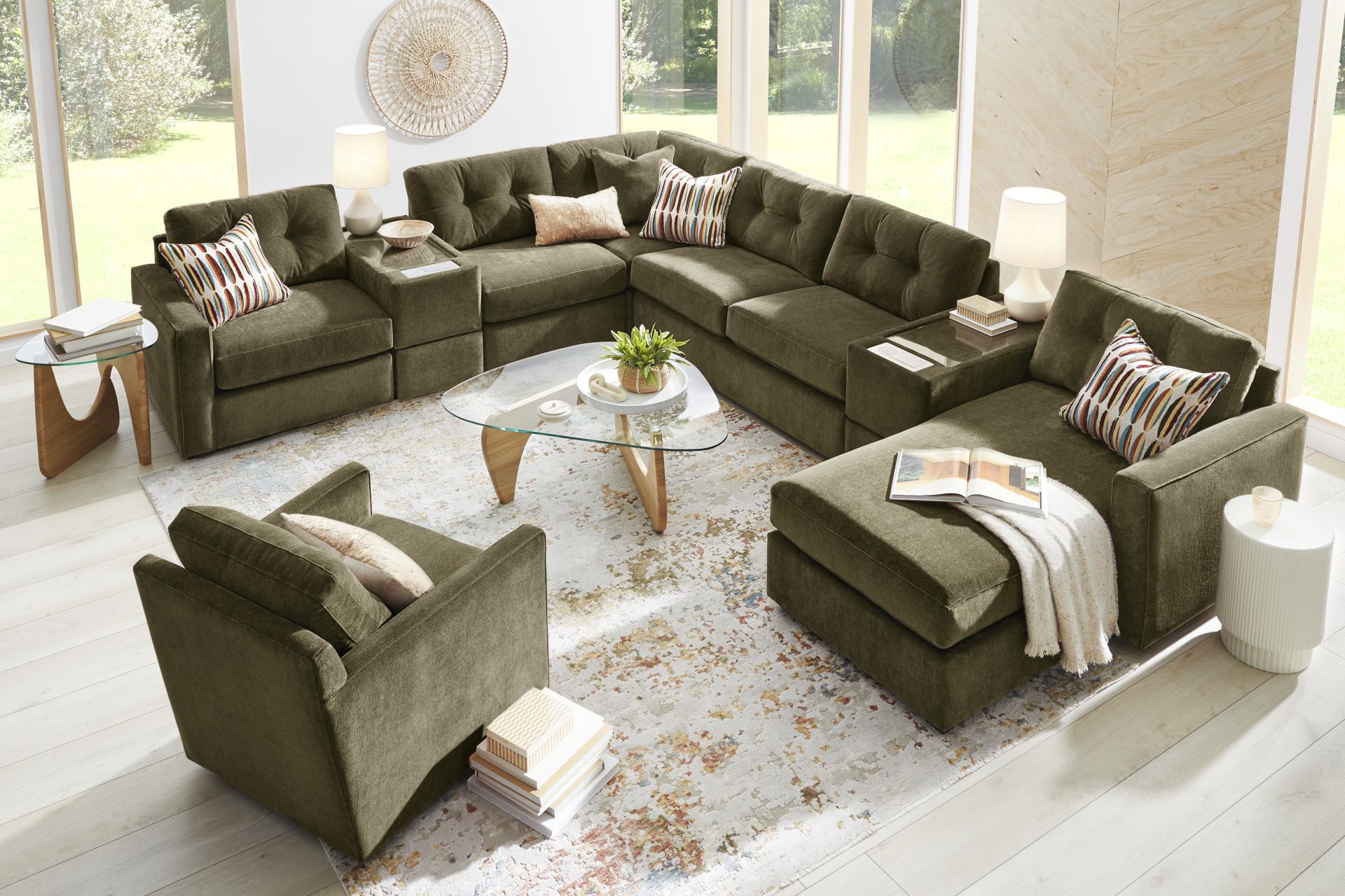 Moss 7 Pc ModularOne Gel Foam Sleeper with Media Consoles - Image 2