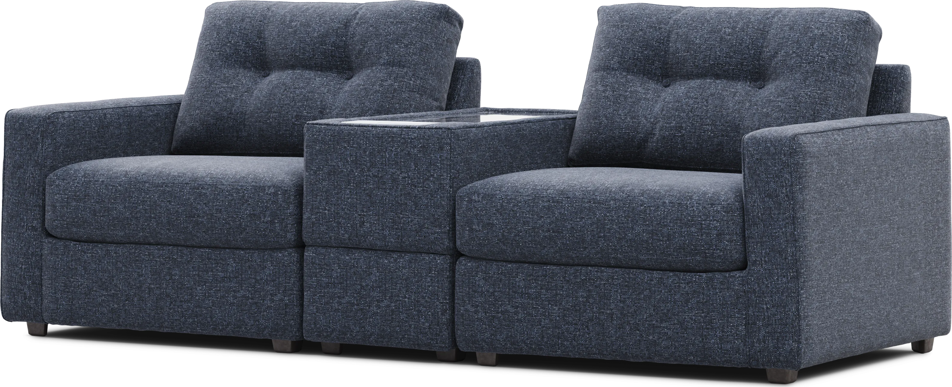 Dark Blue 3 Pc ModularOne with Media Console - Thumbnail - Image 1