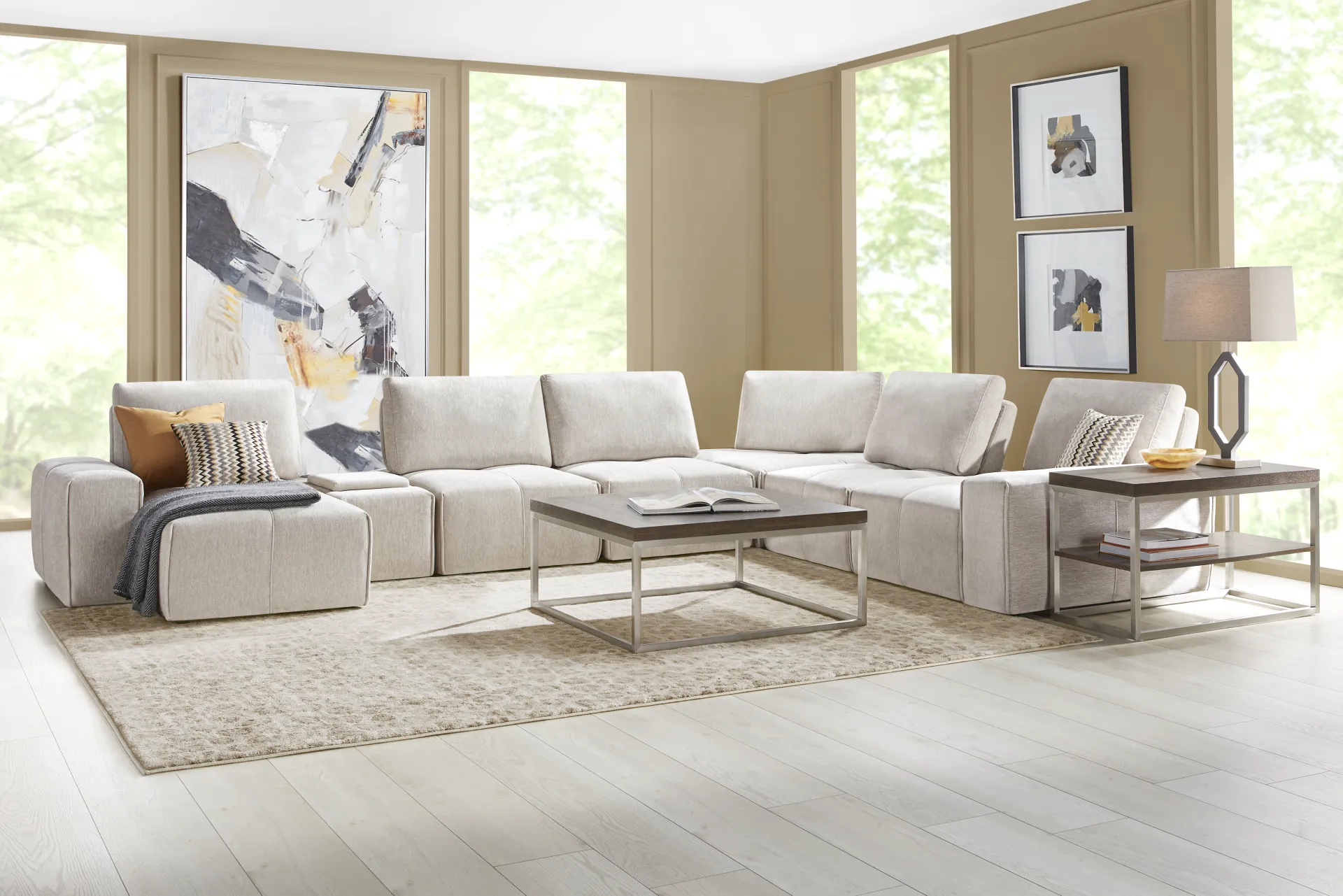 Laney Beige 7 Pc Sectional - Image 1