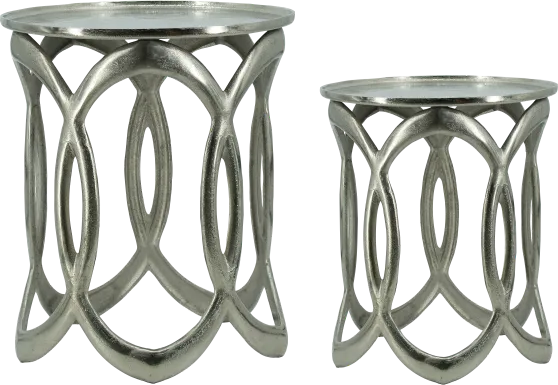 Aubrieta Silver Nesting Table, Set of 2