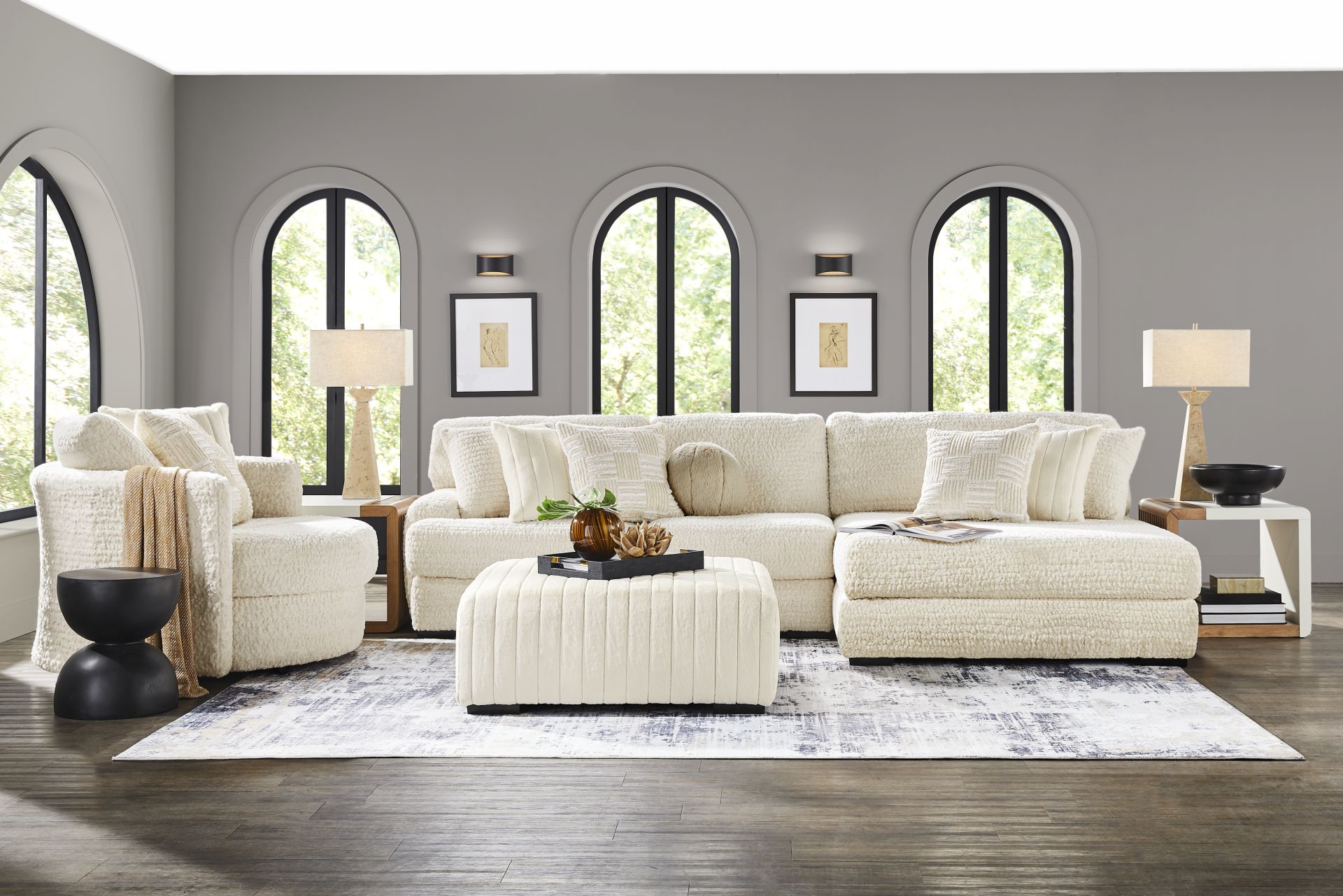 Chandler Ivory 5 Pc Sectional Living Room - Image 1