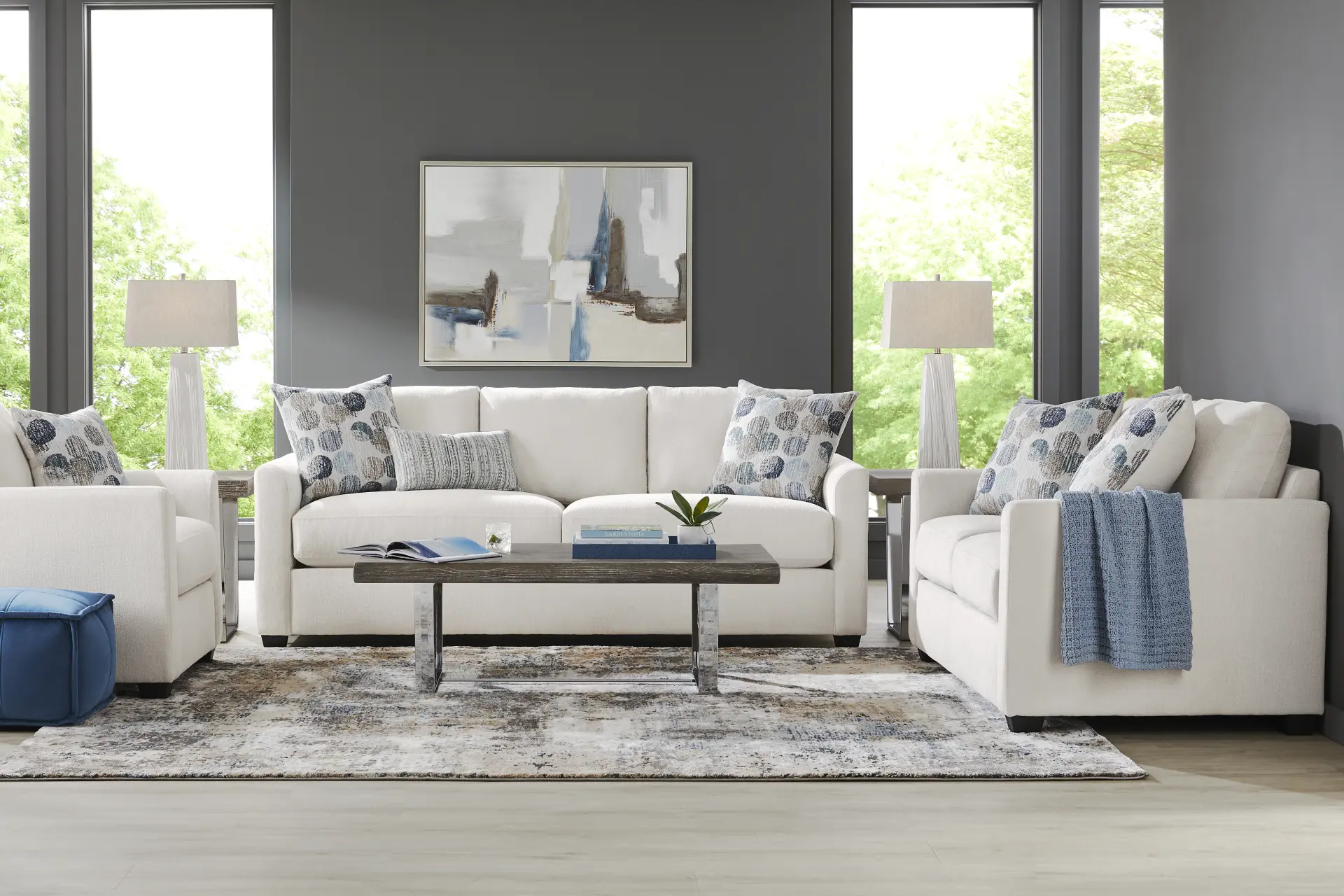 Caprice Ivory 8 Pc Living Room with Sleeper Sofa