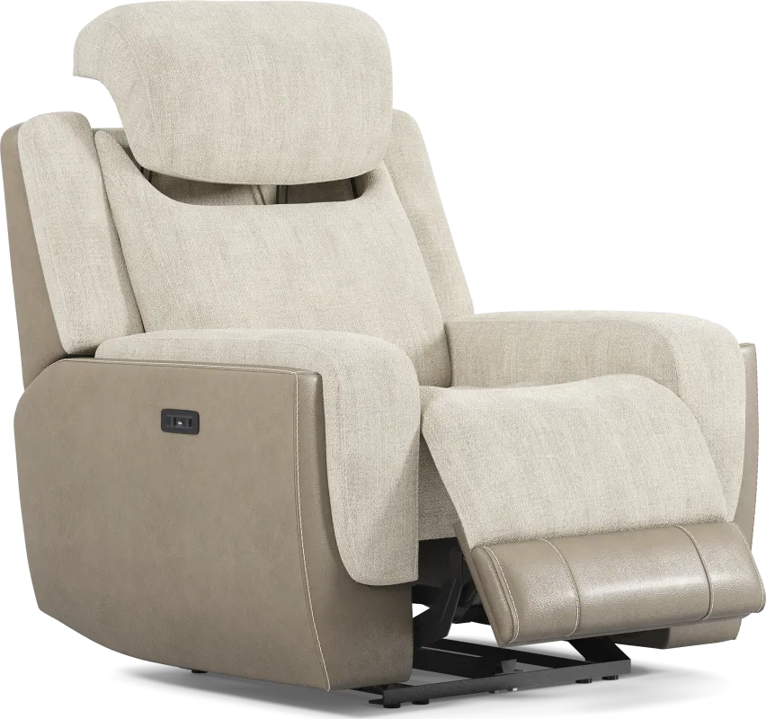 State Street Beige Dual Power Recliner