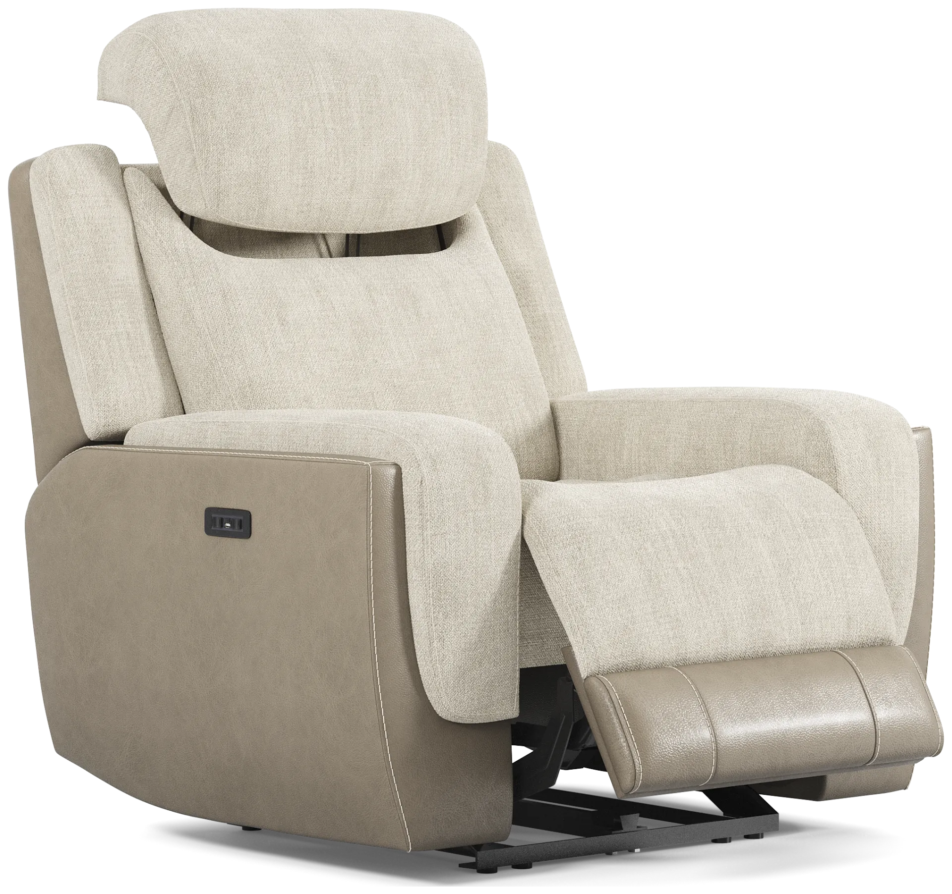 beige dual power recliner