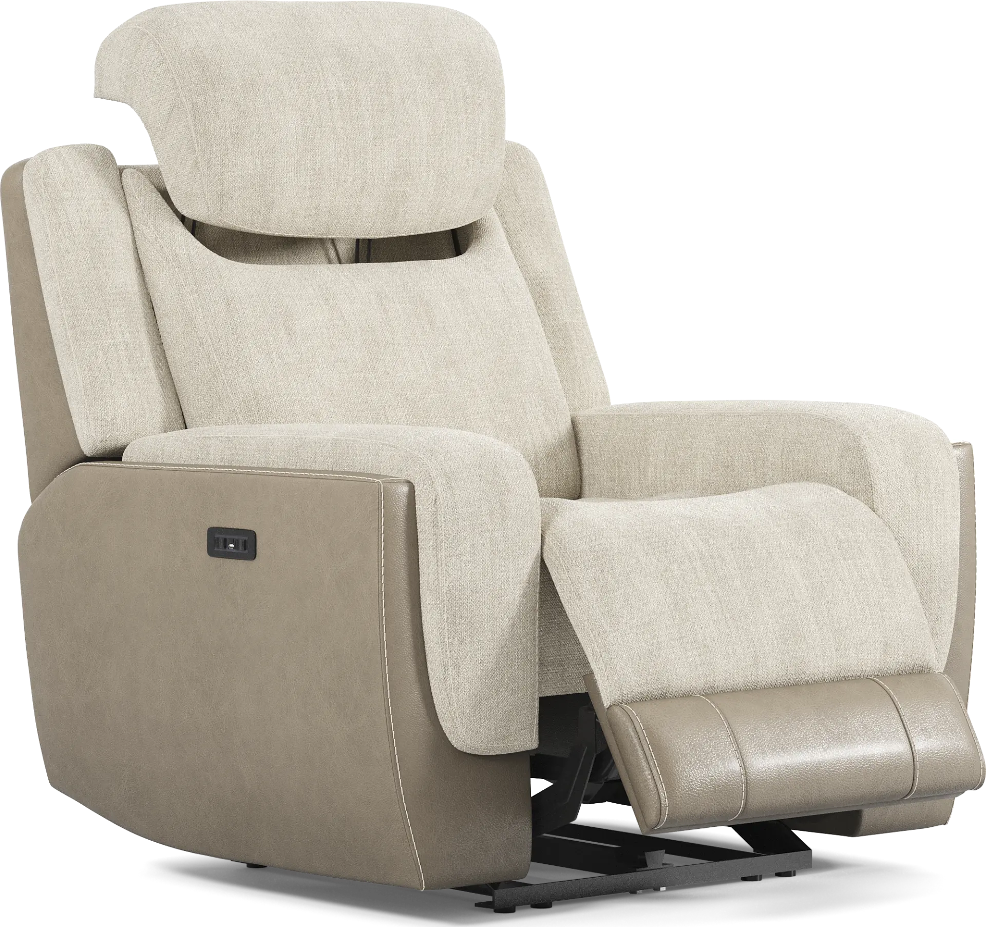 State Street Beige Dual Power Recliner