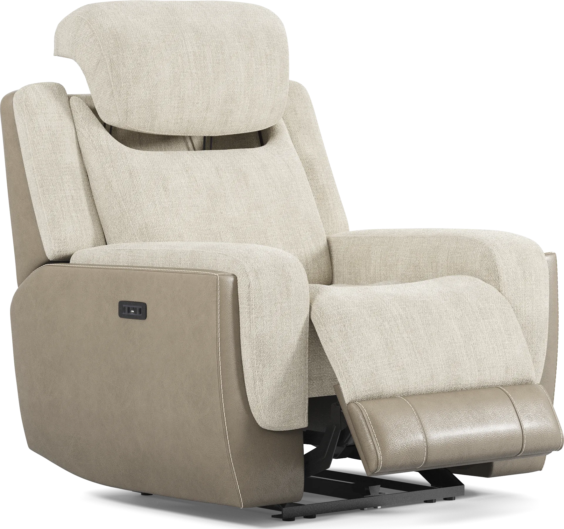 State Street Beige Dual Power Recliner - Image 1