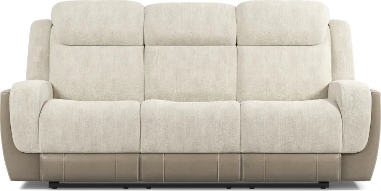 State Street Beige Dual Power Reclining Sofa