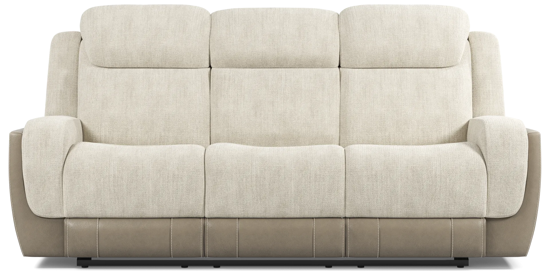 beige dual power reclining sofa