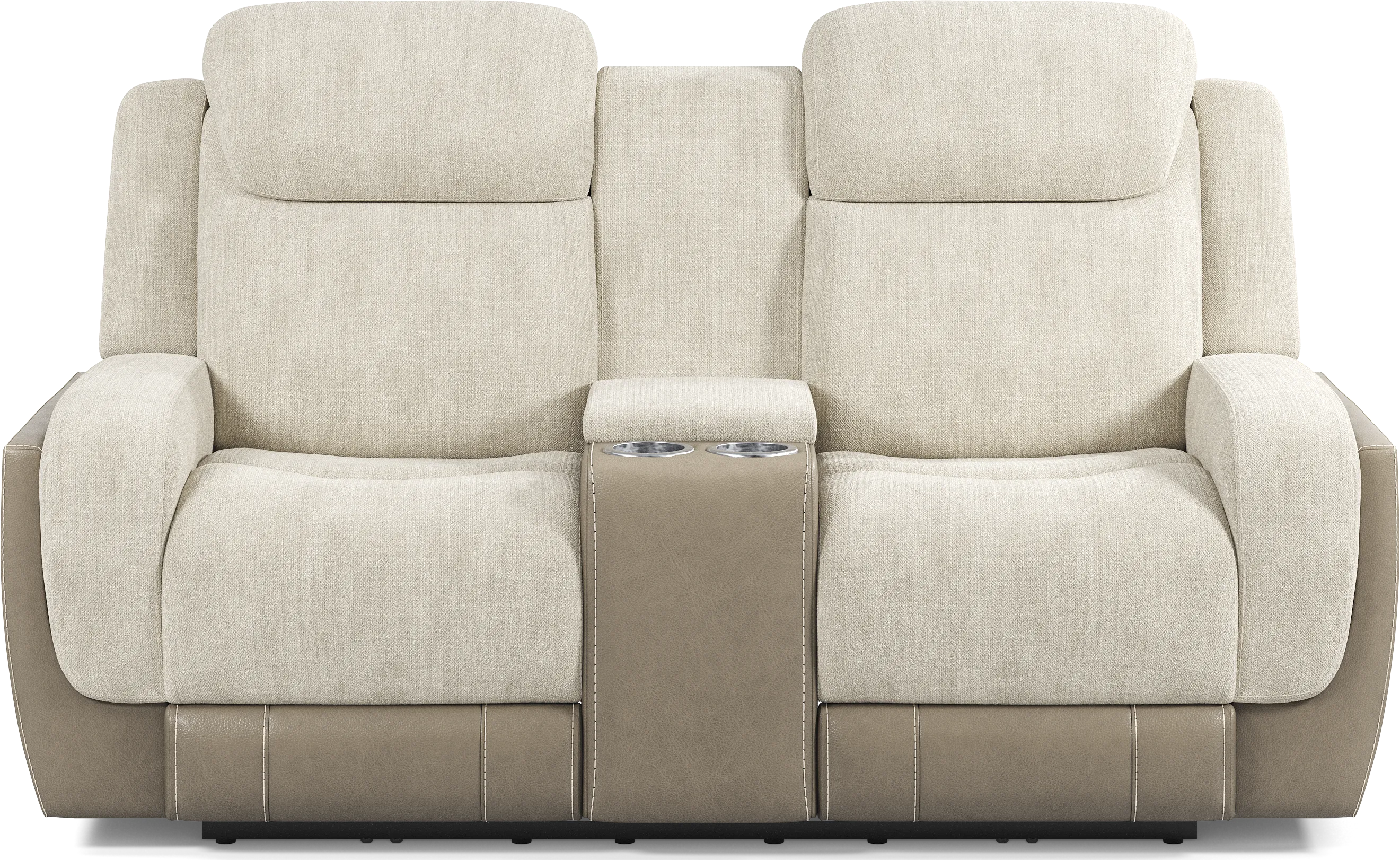 State Street Beige Dual Power Reclining Console Loveseat - Thumbnail - Image 1