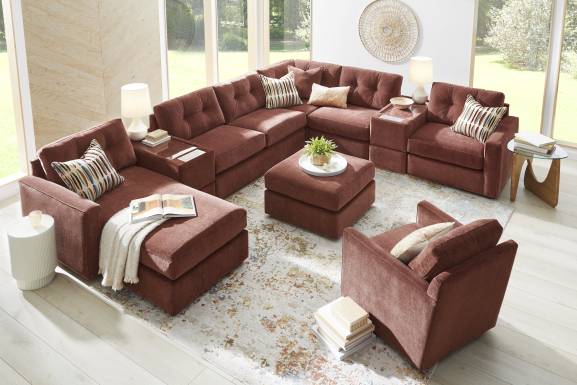 Merlot 7 Pc ModularOne Gel Foam Sleeper with Media Consoles