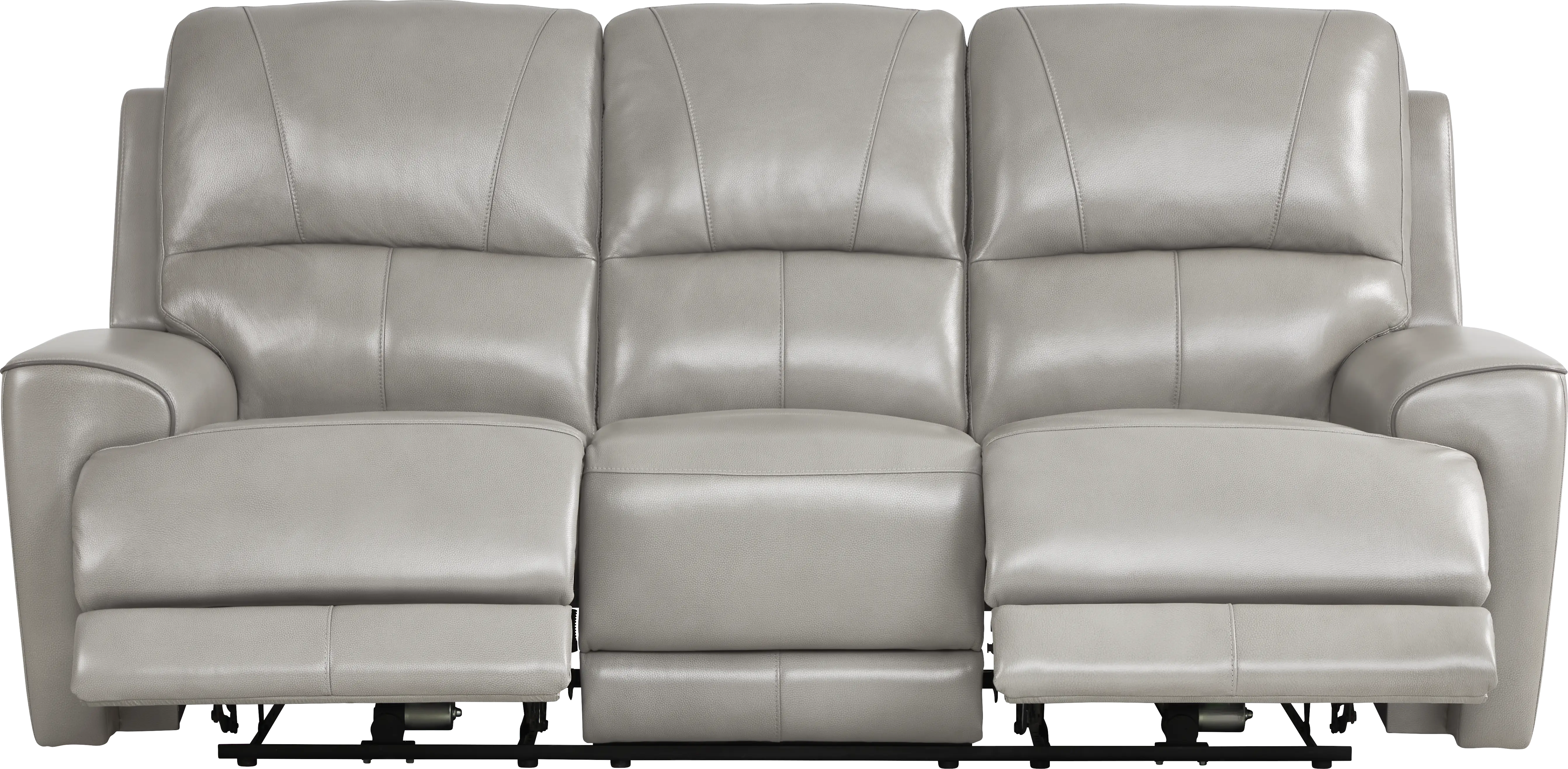 Fremont Gray Leather 2 Pc Living Room with Dual Power Reclining Sofa - Thumbnail - Image 2