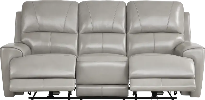 Fremont Gray Leather Dual Power Reclining Sofa