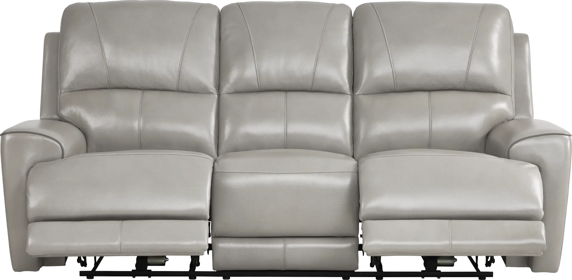 Fremont Gray Leather Dual Power Reclining Sofa