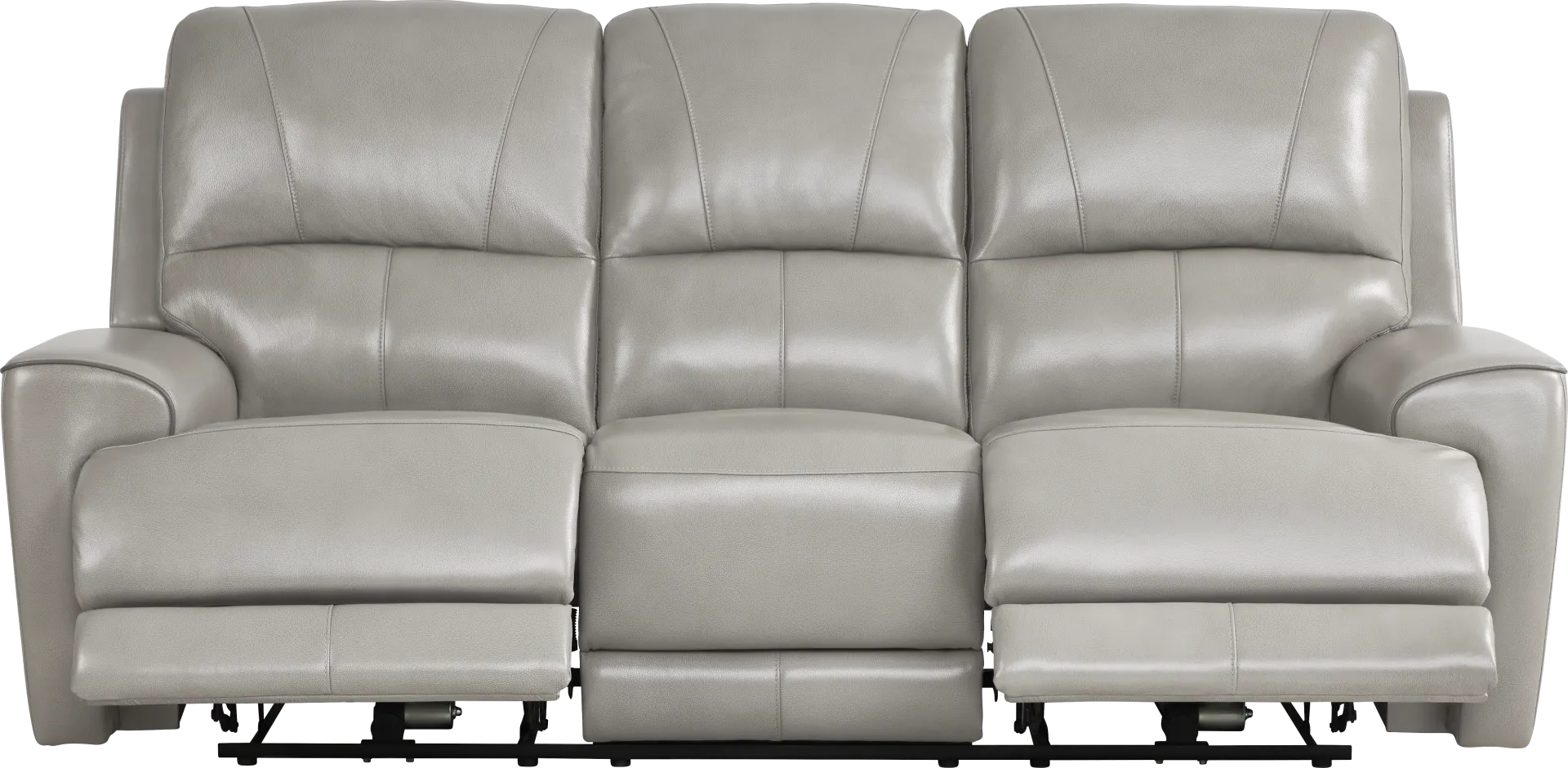 Fremont Gray Leather 2 Pc Living Room with Dual Power Reclining Sofa - Image 2