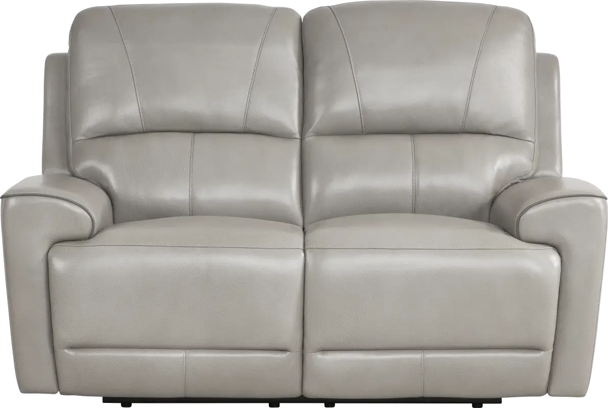 Fremont Gray Leather Reclining Loveseat