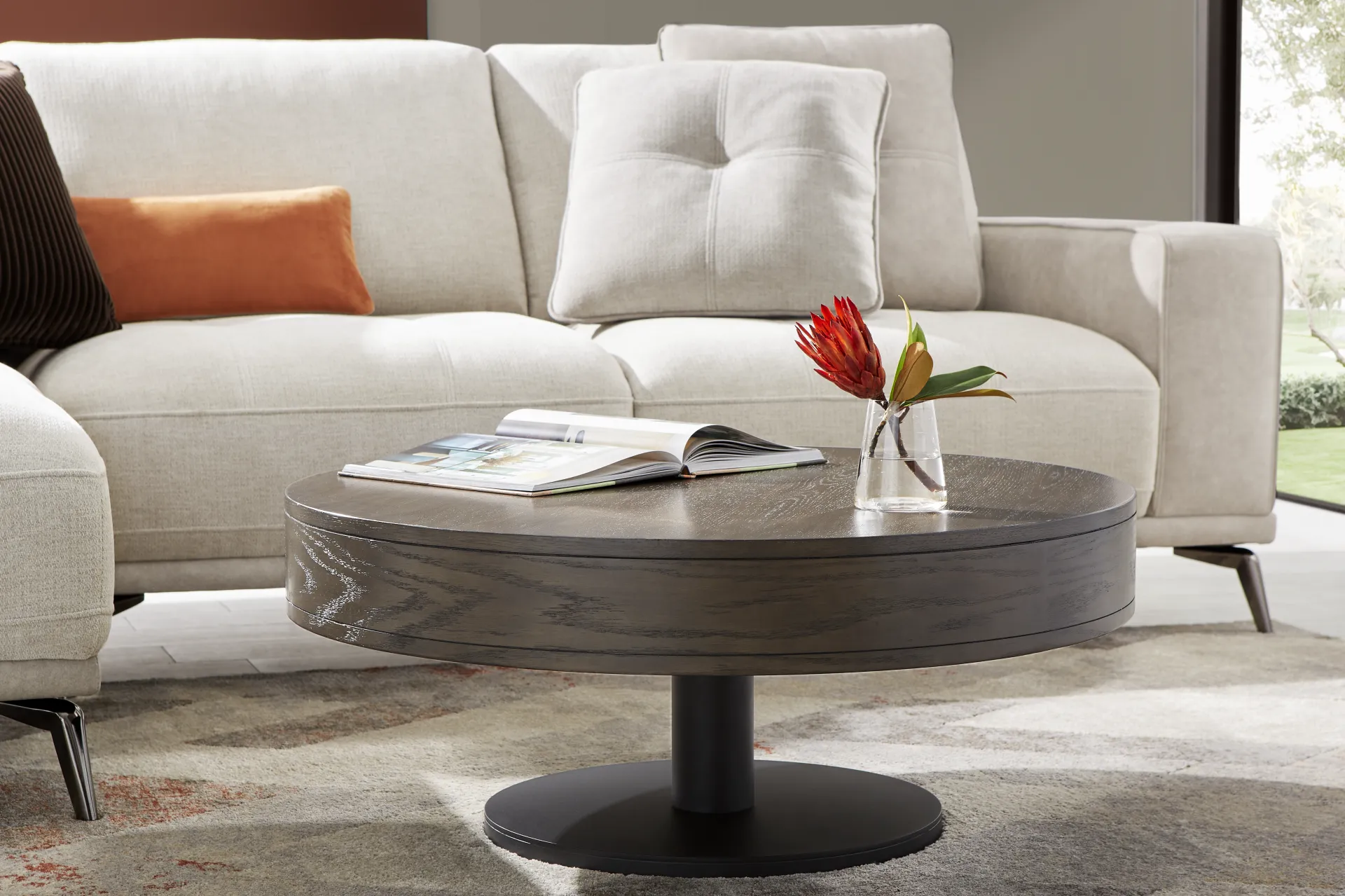Charmaine Brown Round Cocktail Table - Image 2