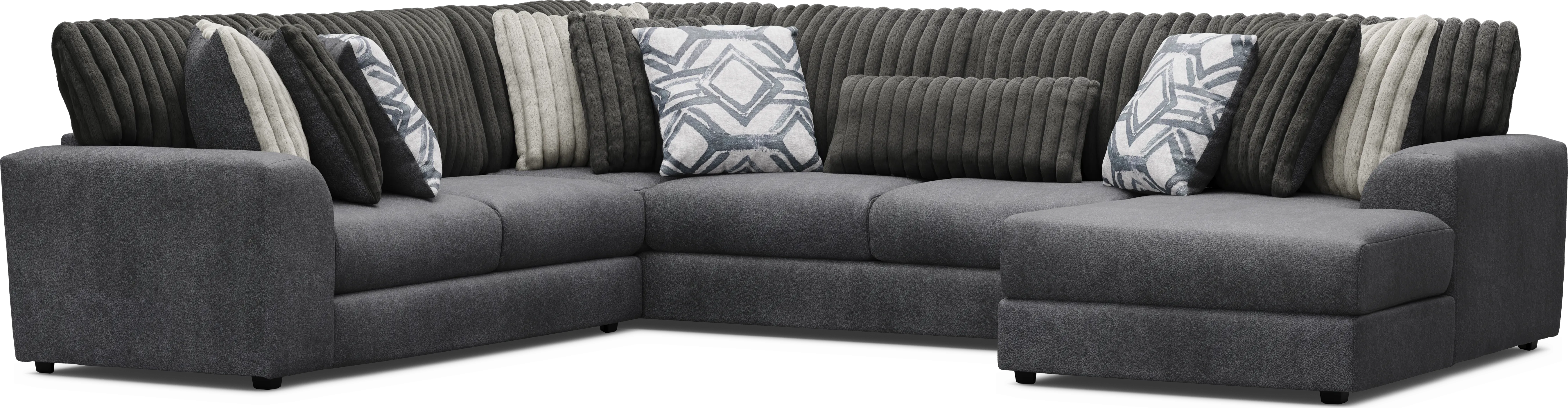 Moreau Street Black 3 Pc Sectional - Thumbnail - Image 1