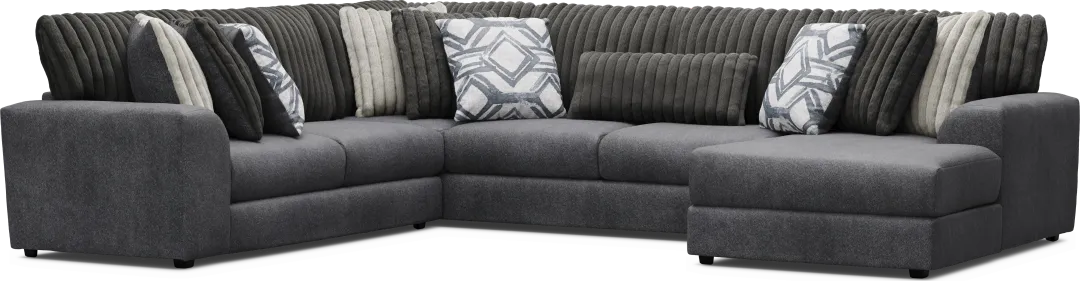 Moreau Street Black 3 Pc Sectional