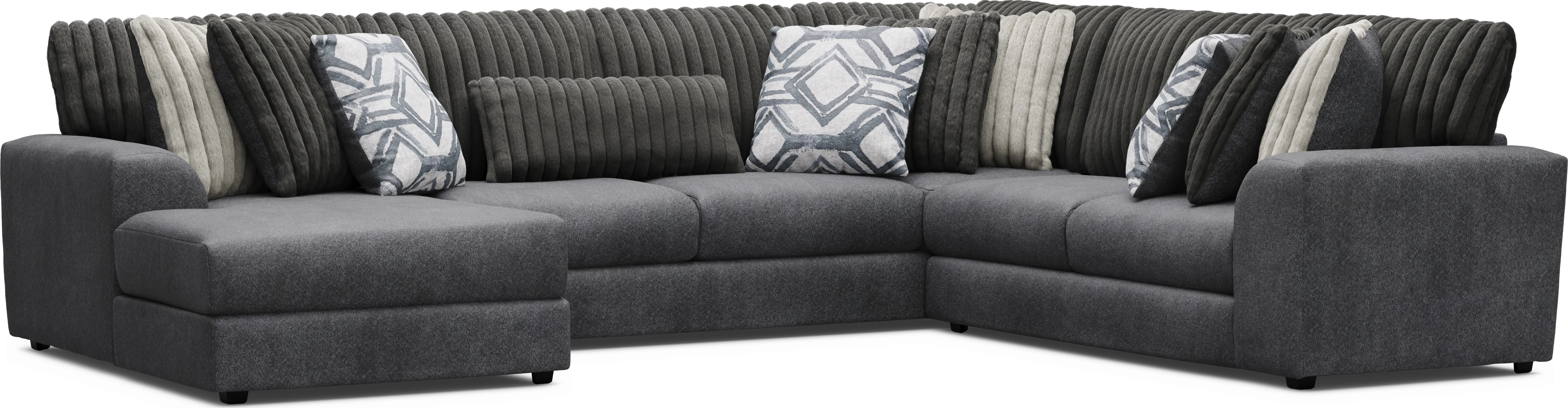 Moreau Street Black 6 Pc Sectional Living Room - Thumbnail - Image 2